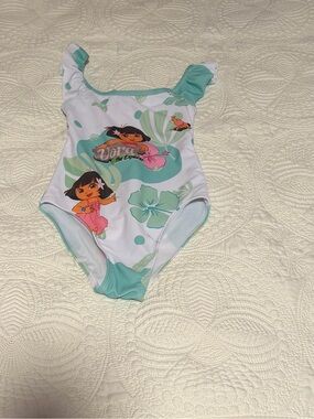 Dora the Explorer Girls One-Piece Swimsuit in Mint & White